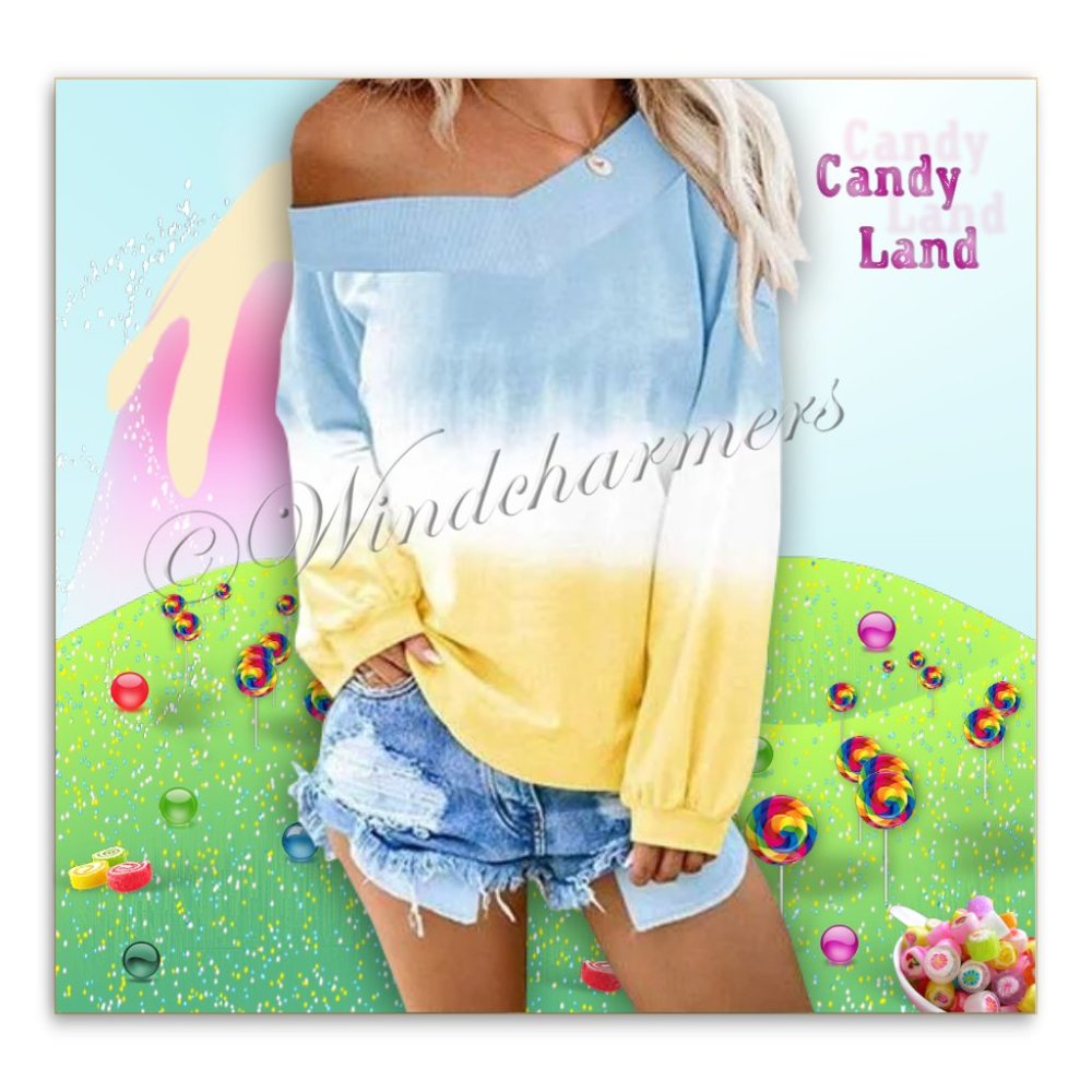 Off One Shoulder Blue Gradient Top